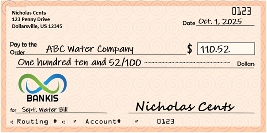 Graphic of sample personal check