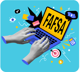 Student completing the FAFSA online application for federal student aid.